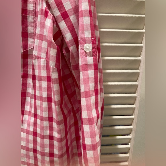 Van Heusen pink/white checkered blouse 3/4 sleeve sz L - Picture 8 of 12